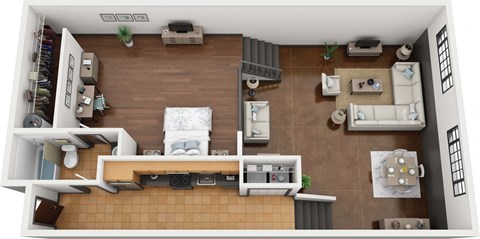 Floor plan for studio, 1 bath, 1031 sqft